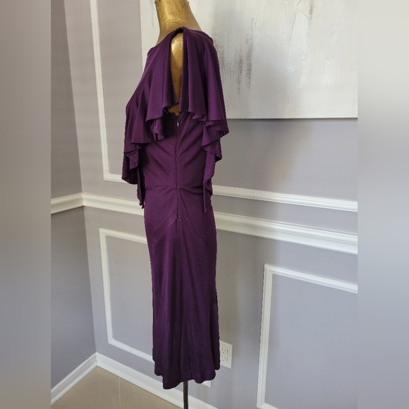 Banana Republic Plum ruffle trim straight pencil dress size 4 - Picture 5 of 6